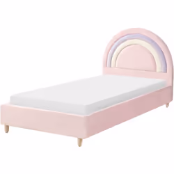 Lit enfant avec tête de lit en forme d'arc-en-ciel. Apportez une touche de fantaisie à la chambre de votre enfant avec ce lit ...