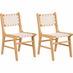 Fauteuils tressés en cuir PU. Complétez votre salle à manger avec ce lot de 2 chaises élégantes. Leur structure est fabriquée ...
