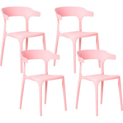 Lot 4 Chaises de Salle à Manger Moderne en Plastique Empilable Léger Résistant Rose Gubbio