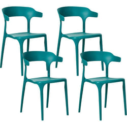 Beliani - Lot 4 Chaises de Salle à Manger Moderne en Plastique Empilable Léger Résistant Bleu Sarcelle Gubbio