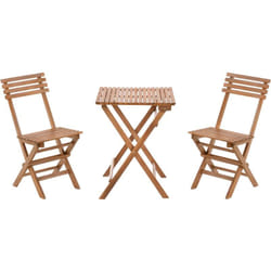 Beliani - Ensemble de Bistrot en Bois d'Acacia Certifié Pliant Meuble de Jardin Terrasse Balcon Table et 2 Chaises Marron Solarolo