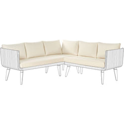 Set de Housses de Coussins d'Extérieur en Tissu pour Canapé de Jardin Siège et Dossier Beige Clair Alcamo