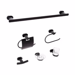 Lot de 6 pièces de quincaillerie pour salle de bain TOCOPILLA avec porte-serviettes et crochets Noir