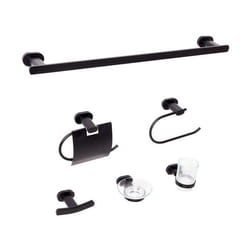 Lot de 6 pièces de quincaillerie pour salle de bain TOCOPILLA avec porte-serviettes et crochets Noir