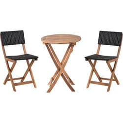 Ensemble de Bistrot en Bois d'Acacia Certifié Pliant Meuble de Jardin Terrasse Balcon Table et 2 Chaises Marron Rivarotta