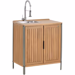 Armoire de cuisine de jardin à 2 portes avec évier. Ajoutez un style sans effort et un rangement intelligent à votre jardin a ...
