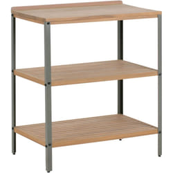 Beliani - Ilot de Cuisine d'Extérieur en Bois d'Acacia avec 2 Etagères 50 x 80 x 92 cm Plateau en Bois Massif Marron Ivrea