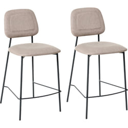 Beliani - Lot de 2 Chaises de Salle à Manger Moderne en Faux Lin Rembourré Base Fer Noir Taupe Duette