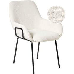Chaise de Salle à Manger Retro Pieds en Fer Bouclé Rembourré Blanc Cassé Algona