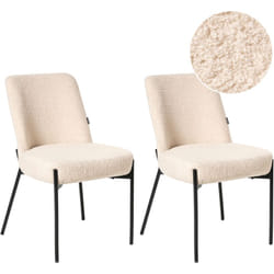 Beliani - Lot de 2 Chaises de Salle à Manger Rétro Pieds en Fer en Bouclé Beige Clair Malin