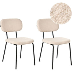 Beliani - Lot de 2 Chaises de Salle à Manger Retro en Bouclé Base en Fer Beige Adair