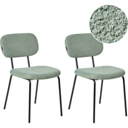Lot de 2 Chaises de Salle à Manger Retro en Bouclé Base en Fer Vert Clair Adair