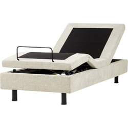 Beliani - Lit Réglable Moderne en Tissu Électrique 80 x 200 cm Ajustable avec Télécommande sans Tête de Lit Beige Duke ii