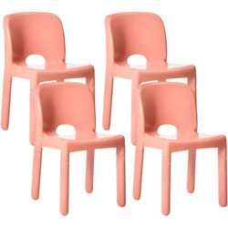 Lot de 4 Chaises Minimaliste en Plastique Salle à Manger Intérieur Extérieur Sans Accoudoirs Empilables Corail Betim