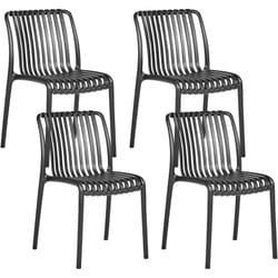 Lot de 4 Chaises Minimaliste en Plastique Intérieur Extérieur Salle à Manger Sans Accoudoirs Empilable Noir Ariccia