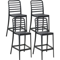 Beliani - Lot de 4 Chaises de Bar de Salle à Manger Moderne en Plastique Empilables Intérieur Extérieur Sans Accoudoirs Noir Seceda