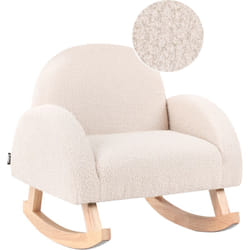 Fauteuil à Bascule pour Enfants en Bouclé Pieds en Bois Beige Clair Hug