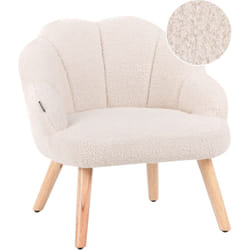 Fauteuil pour Enfants en Bouclé Rembourré avec Pieds en Bois Beige Clair Miland