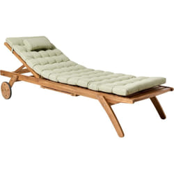 Beliani - Chaise Longue en Bois d'Acacia Transat Terrasse Patio Incurvé avec Coussin et Roulettes Vert Clair Cesana Premium