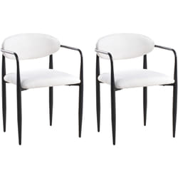 Beliani - Lot de 2 Chaises de Salle à Manger Moderne en Métal Siège Rembourré Blanc Tanevik