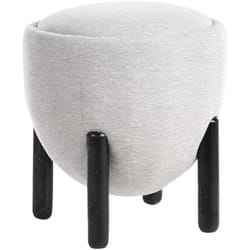 Beliani - Pouf en Lin Synthétique Rembourré Pieds en Bois d'Hévéa Tabouret Meuble de Salon Chambre Gris Archie
