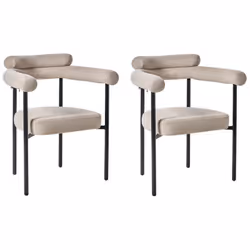 Chaises de salle à manger avec dossier arrondi. Améliorez votre salle à manger avec cet élégant ensemble de deux chaises, con ...