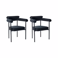 Lot de 2 chaises de salle à manger LYNEY Coton Noir