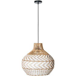 Beliani - Lampe Suspendue Boho Cadre en Fer Abat-jour en Rotin Blanc Yauco