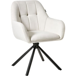 Beliani - Chaise de Salle à Manger Pivotante en Tissu Base Tournante en Métal Blanc Cassé Ulby