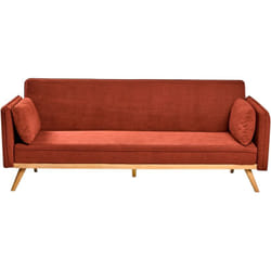 Beliani - Canapé-lit Minimaliste en Tissu Fonction Couchage Clic-Clac Rouge Asaa