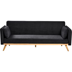 Beliani - Canapé-lit Minimaliste en Tissu Fonction Couchage Clic-Clac Noir Asaa