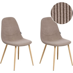 Beliani - Lot de 2 Chaises de Salle à Manger Pieds en Fer Sièges en Tissu Rembourré Velours Côtelé Taupe Hilden