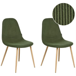 Beliani - Lot de 2 Chaises de Salle à Manger Pieds en Fer Sièges en Tissu Rembourré Velours Côtelé Vert Hilden