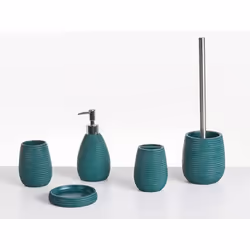 Set de 5 accessoires de salle de bain QUILCA Bleu paon