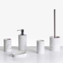 Set d'accessoires de salle de bains effet terrazo. Cet ensemble de 5 pièces est un ajout charmant à toute salle de bains élég ...