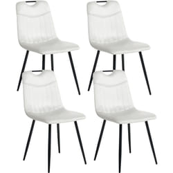 Beliani - Lot de 4 Chaises de Salle à Manger Modernes Pieds en Acier Noirs Sièges en Velours Blanc Cassé Argyle