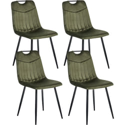 Beliani - Lot de 4 Chaises de Salle à Manger Modernes Pieds en Acier Noirs Sièges en Velours Vert Foncé Argyle