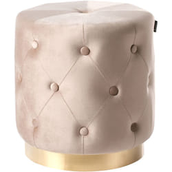 Beliani - Pouf Moderne en Velours Capitonné Base Dorée Repose-Pieds Tabouret Beige Carrollton