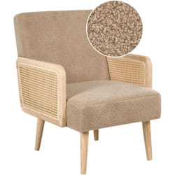 Beliani - Fauteuil de Salon Rétro avec Accoudoirs en Tresse Viennoise Rembourré Bouclé Beige Sable Hojby