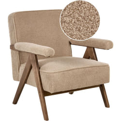 Beliani - Fauteuil de Salon Rétro Structure en Bois Bouclé Rembourré Beige Sable Evje