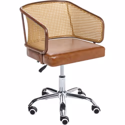Chaise de bureau rétro réglable avec dossier en tresse viennoise. Apportez une touche de charme vintage à votre espace de tra ...