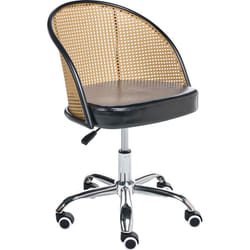 Beliani - Chaise de Bureau en Cuir pu et Rotin pe Tresse Viennoise Dossier Pivotant Réglable Noir Baltimore