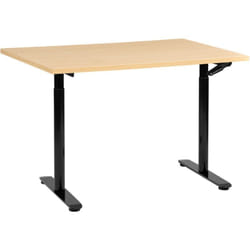 Beliani - Bureau Hauteur Réglable Manuellement Design Moderne Pieds Ronds 120 x 60 cm Plateau Marron Clair et Cadre Acier Noir destinas