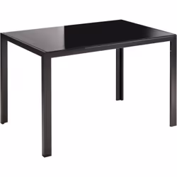 Table de salle à manger moderne avec plateau en verre trempé. Cette table est un exemple parfait de design moderne et épuré.  ...