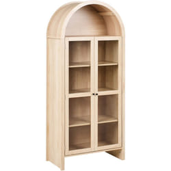 Beliani - Armoire Décorative avec Étagères et Vitrine Verre Panneau de Particules Marron Clair Glenwood