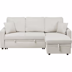 Canapé d'angle moderne convertible avec coussins. Améliorez votre salon avec ce canapé-lit élégant, revêtu d'un tissu en lin  ...