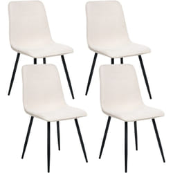 Beliani - Lot de 4 Chaises de Salle à Manger en Polyester Rembourré Pieds en Fer Sans Accoudoirs Beige Clair Tuscola