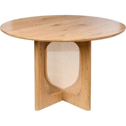 Beliani - Table de Salle à Manger Moderne en mdf 120 cm Base en Rotin Meuble de Salon Marron Clair Karlo