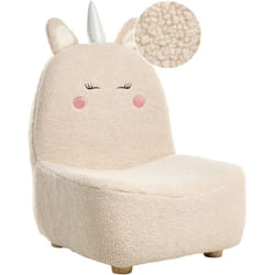 Fauteuil pour Enfant en Forme de Licorne Sans Accoudoirs Rembourré en Tissu Bouclé Beige Clair Lulea