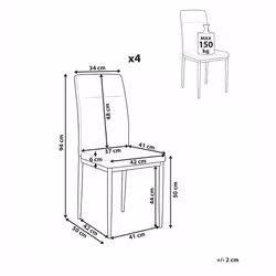 Lot De 4 Chaises De Salle À Manger En Tissu Pieds En Fer Noir Sans Accoudoirs Beige Clair Riner - Vue supplémentaire 2